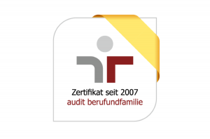 Mit dem „audit berufundfamilie“ zählen wir zum Kreis der zertifizierten Unternehmen in Deutschland, die sich vorbildlich um die Vereinbarkeit von Beruf und Familie verdient machen.