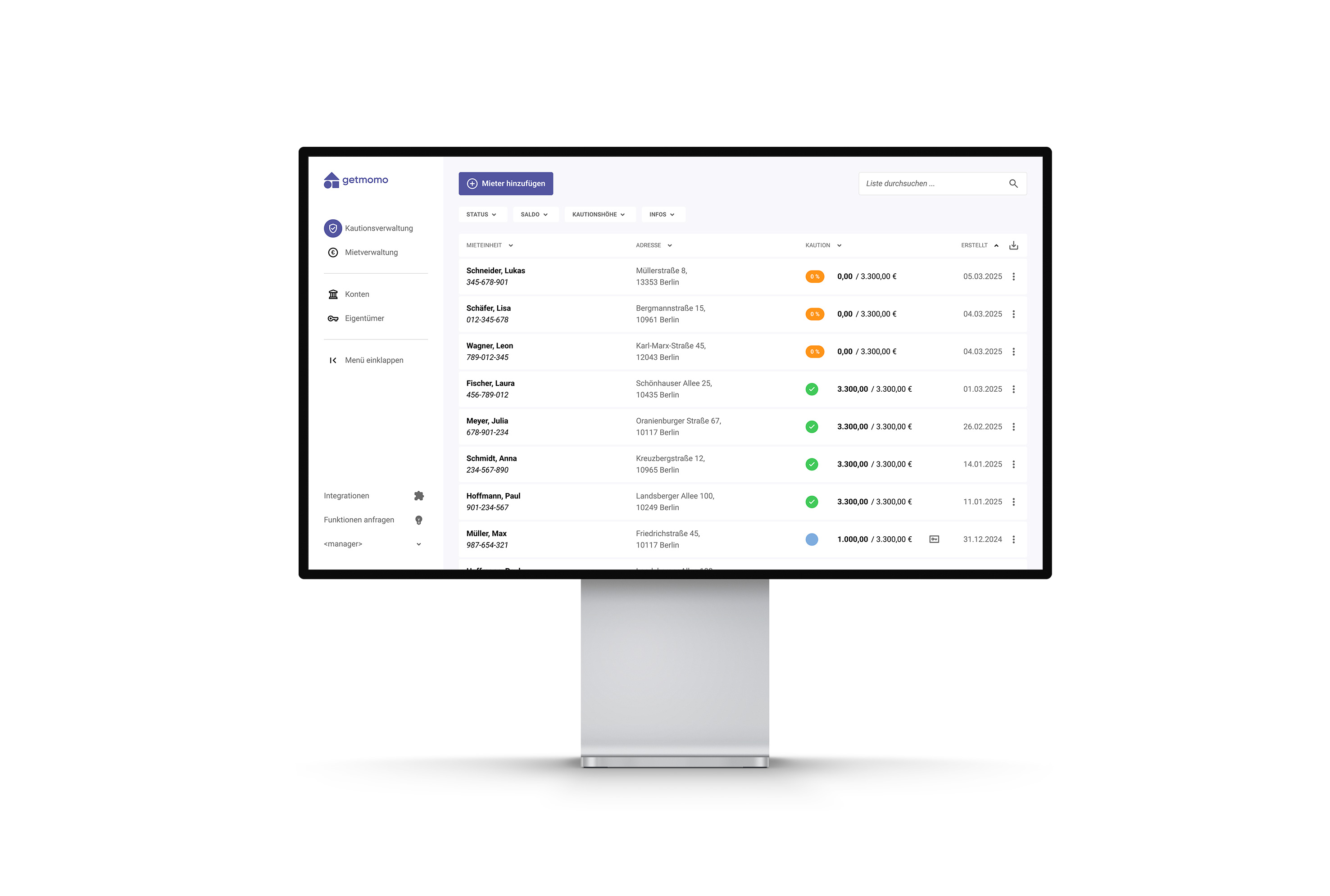 getmomo screen ansicht